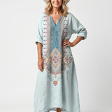 Sennaney | Ornate Panel Embroidered Oversized Pocket Midi Dress