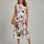Juletta | Floral Print Sleeveless Round Neck Midi Dress