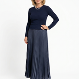 Serandra | Knit Top Pleated Skirt Midi Dress