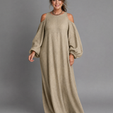 Dellania | Cold Shoulder Balloon Sleeve Relaxed Maxi Dress