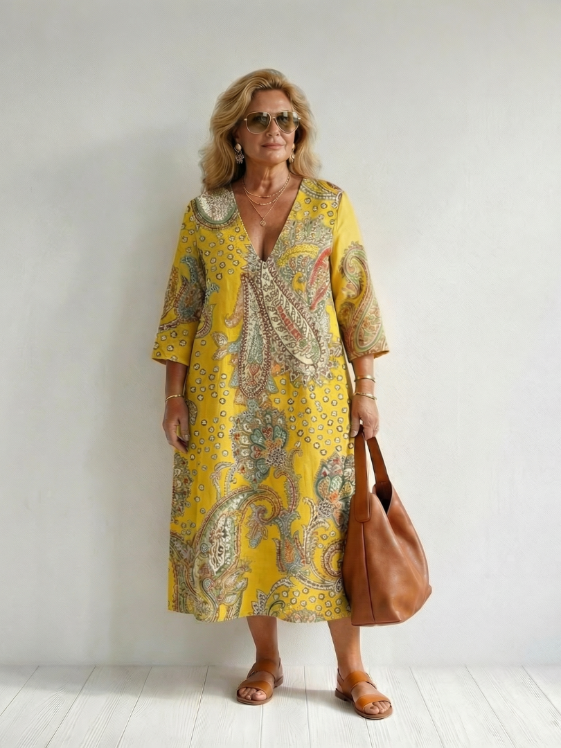 Serdra | Soft Paisley Midi Dress