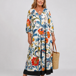 Linnwen | Botanical Scroll Print Everyday Pocket Midi Dress
