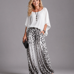 Taliara | Flowing Chiffon Top And Printed Wide Leg Pants Set