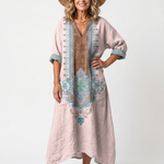 Giada | Embroidered Panel Relaxed Pocket Midi Dress
