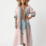 Giada | Embroidered Panel Relaxed Pocket Midi Dress