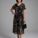 Serasia | Short Sleeve Abstract Midi Dress