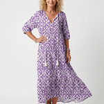 Linnra | Printed Tassel Tie Midi Dress