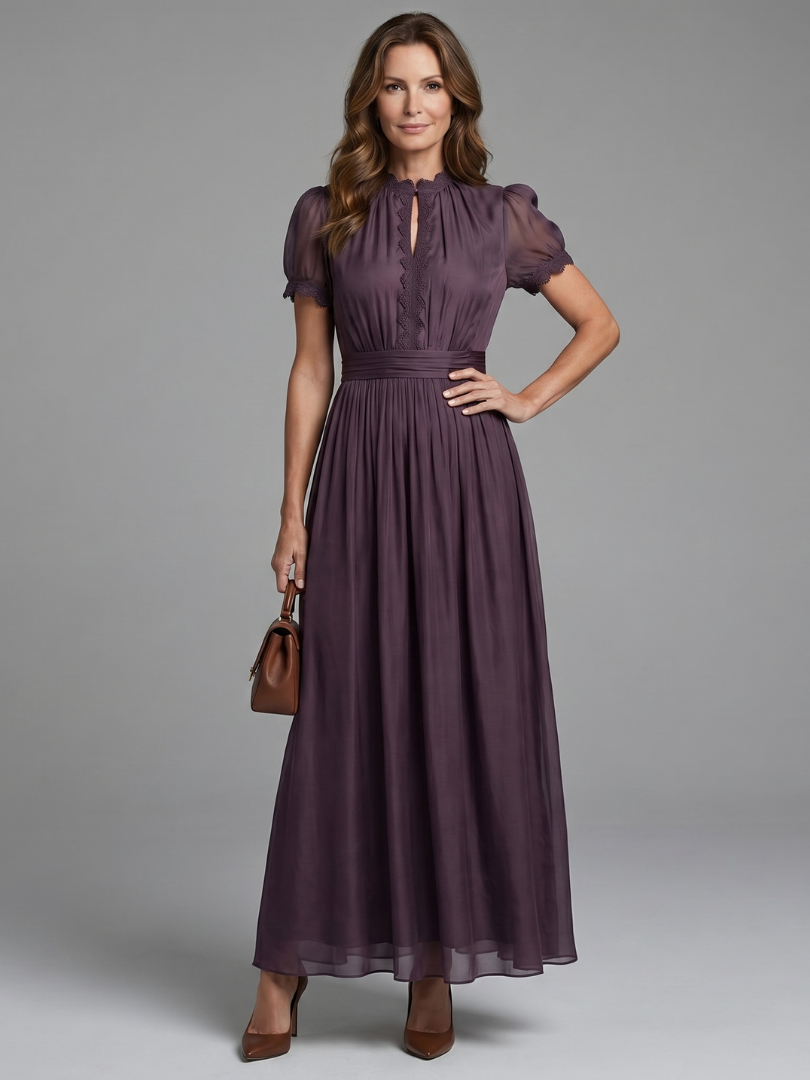 Valssa | Gathered Waist Keyhole Maxi Dress