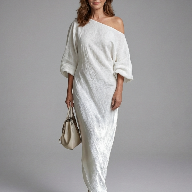 Pruwen | One Shoulder Draped Maxi Dress