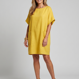 Marlia | Short Sleeve Patch Pockets Knee Length Dress