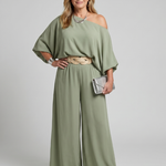 Rosetta | One Shoulder Wide Sleeve Top And Wide Leg Pants Set
