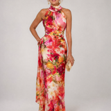 Norette | Halter Neck Floral Print Maxi Dress