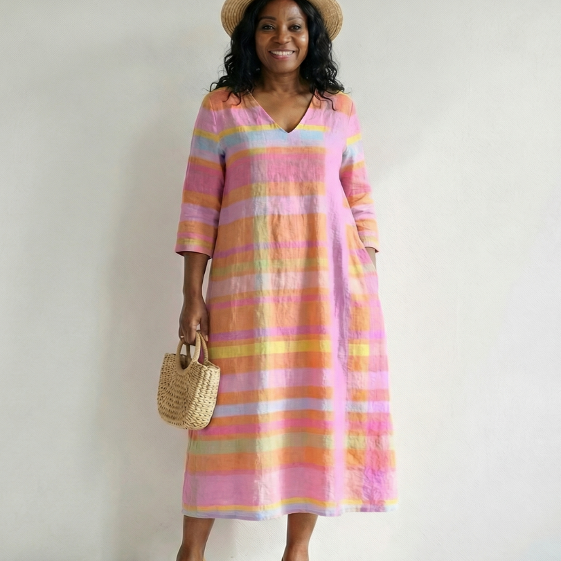 Perwynne | Easy Drape Stripe Midi Dress