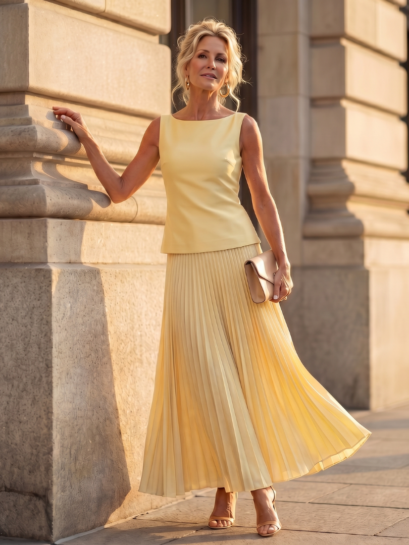 Thealia | Structured Bodice Pleated Skirt Set