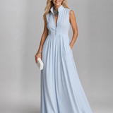 Gretarina | Sleeveless Collared Flowing Maxi Dress