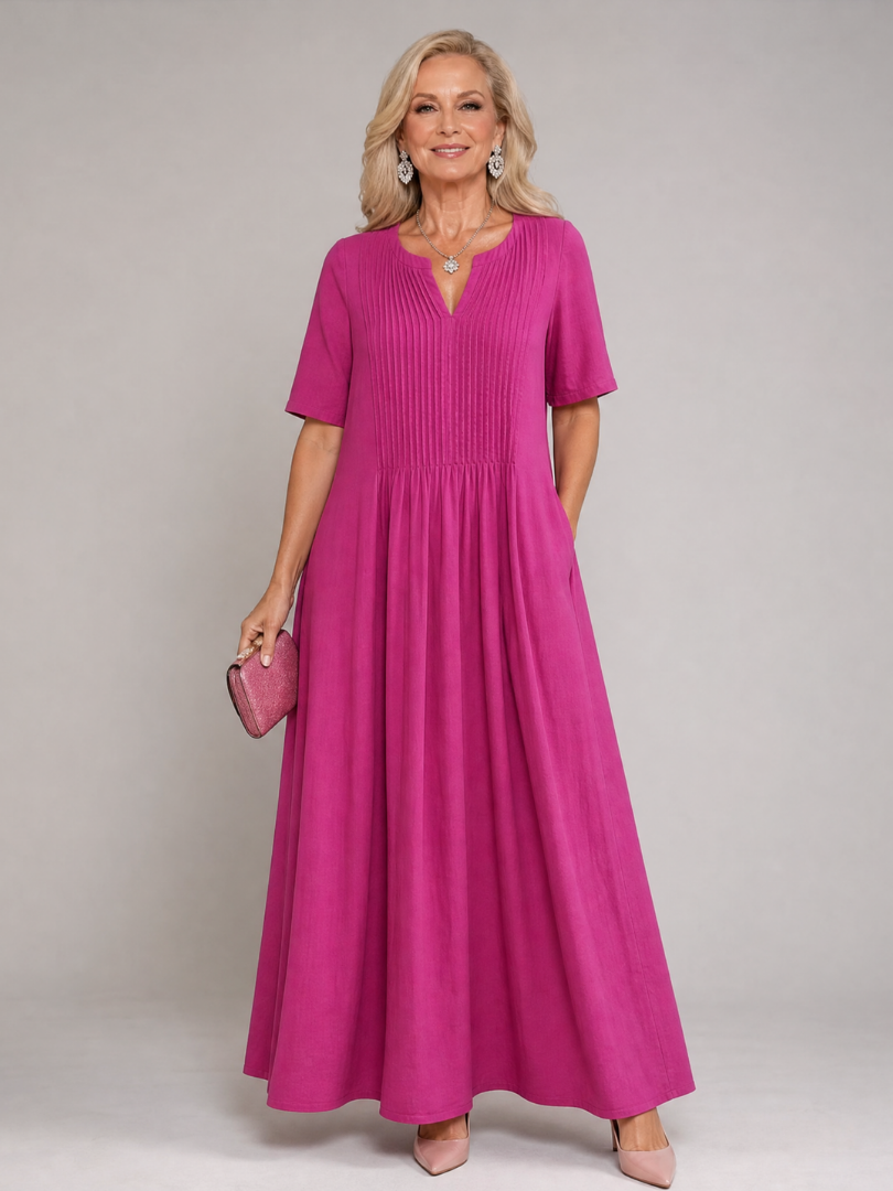 Casrina | Pleated V Neck Midi Dress