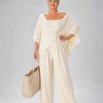 Nevsia | Draped Off Shoulder Top And Wide Leg Pants Set