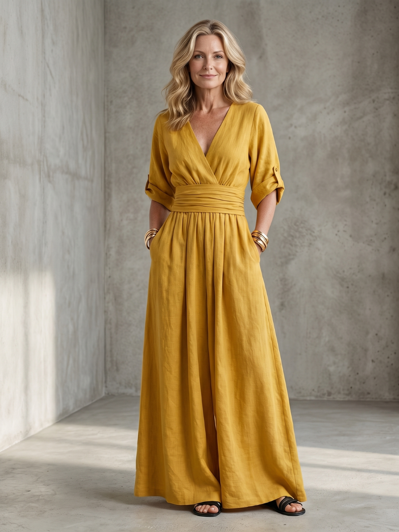 Wrennamae | Cross Front Wide Leg Jumpsuit