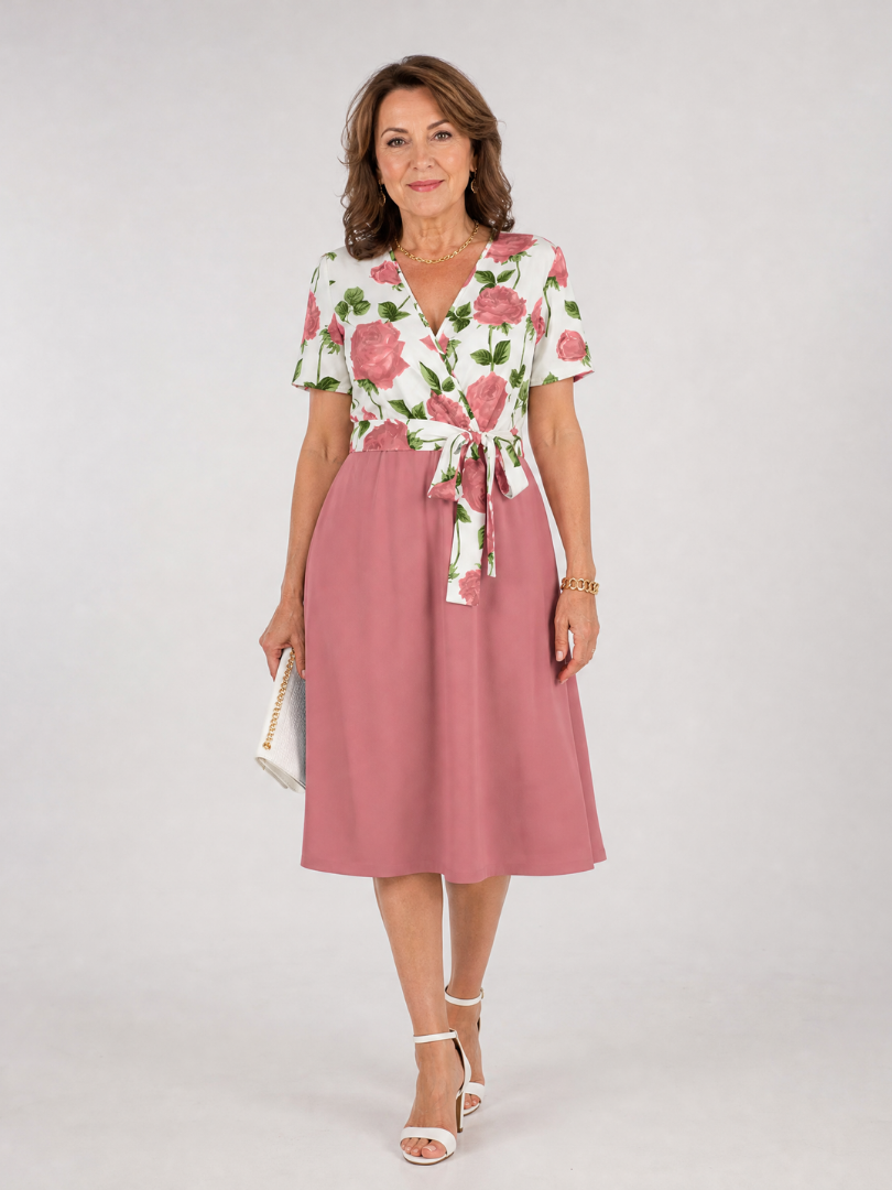 Valwen | Floral Tie Waist Midi Dress