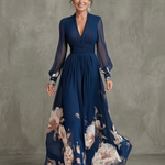 Taliavia | Pleated Sheer Sleeves Maxi Dress