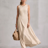 Corthea | Asymmetric Layered Round Neck Maxi Dress