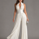 Tamsinrina | Pleated Halter Neck Wide Leg Jumpsuit