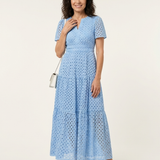 Camrina | V Neck Short Sleeve Tiered Midi Dress