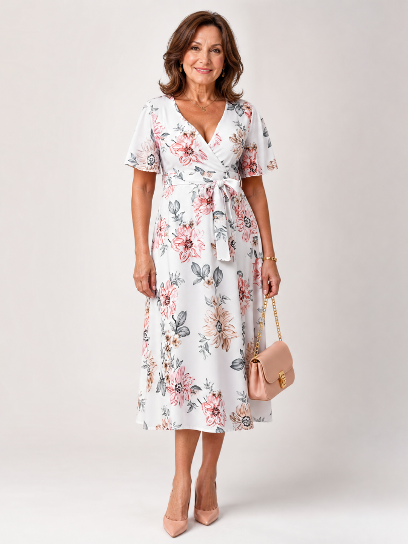Talvia | Floral Wrap Tie Midi Dress