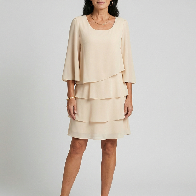 Lilabeth | Layered Flare Sleeve Knee Length Dress