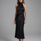 Veramarie | Halter Draped Midi Dress