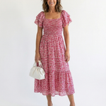 Norlora | Off Shoulder Floral Smocked Midi Dress