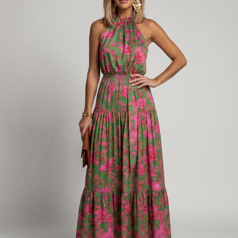 Solla | Draped Halter Midi Dress