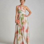 Linnla | Watercolor One Shoulder Flowing Maxi Dress