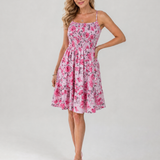 Merina | Spaghetti Strap Floral Print Knee Length Dress