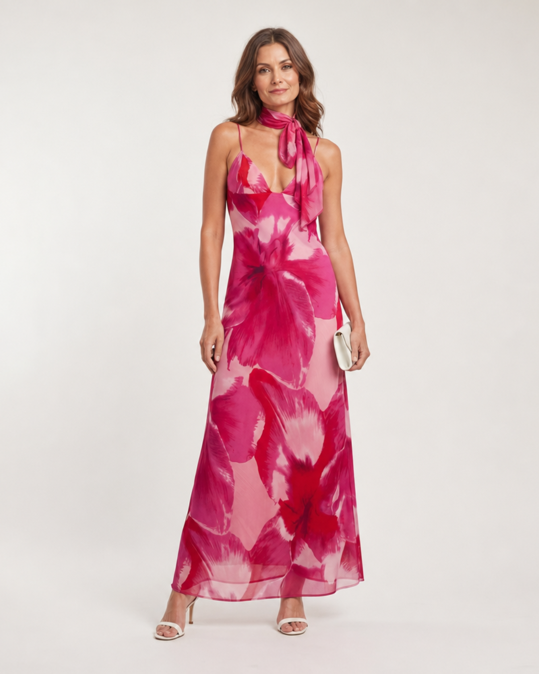 Tovamae | Watercolor Print Sleeveless Deep V Midi Dress
