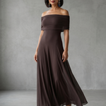 Vidabeth | Off Shoulder Draped Midi Dress