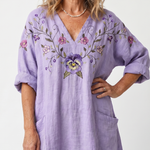 Maebeth | Floral Embroidered Oversized Pocket Midi Dress