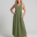 Tesmarie | Sleeveless Tropical Leaf Print Midi Dress
