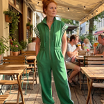 Mirania | Zip Front Stripe Panel Jumpsuit