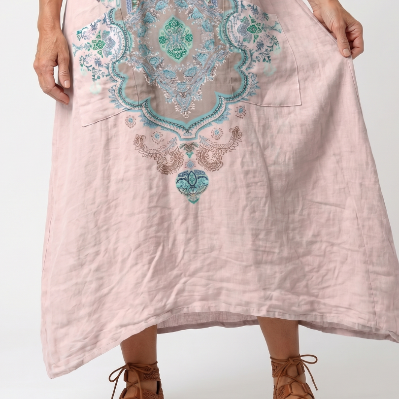 Giada | Embroidered Panel Relaxed Pocket Midi Dress