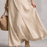 Corthea | Asymmetric Layered Round Neck Maxi Dress
