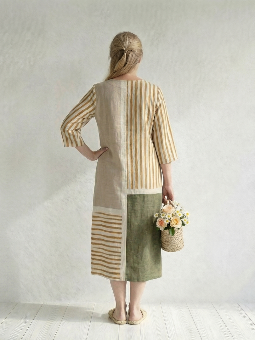 Esmedra | Light Mixed Stripe Midi Dress
