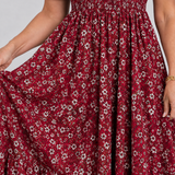 Serrina | Floral Smocked Square Neck Midi Dress