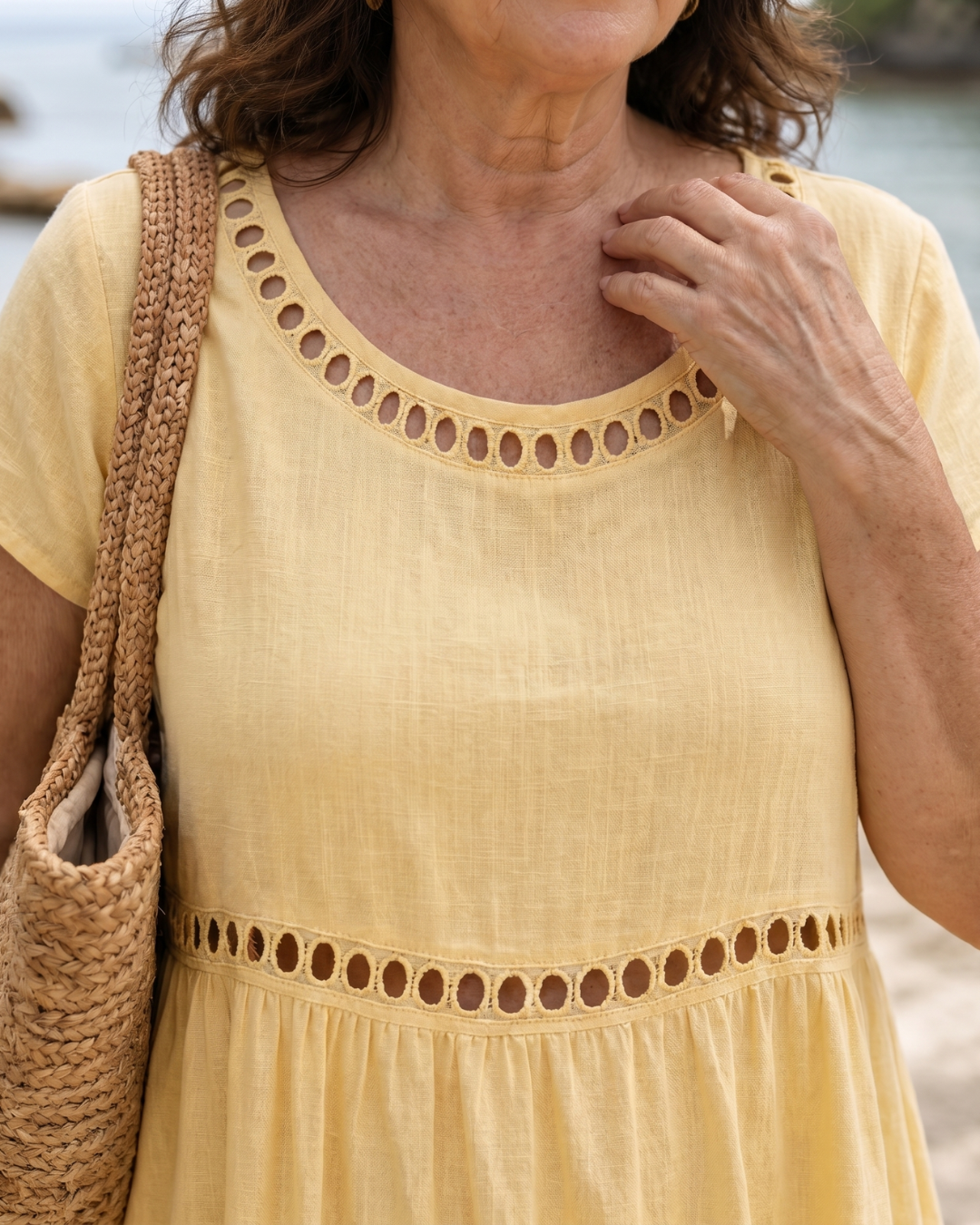 Milsette | Textured Short Sleeve Relaxed Knee Length Dress