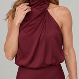 Taliana | Sleeveless Draped Neck Midi Dress