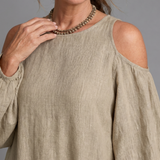 Dellania | Cold Shoulder Balloon Sleeve Relaxed Maxi Dress