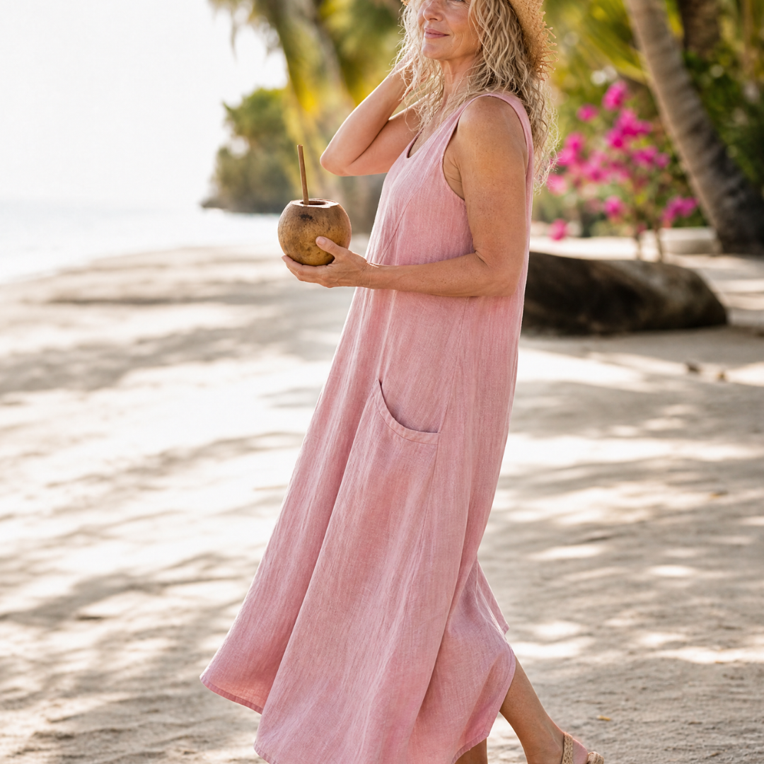 Velrose | Sleeveless Pocket Detail Relaxed Midi Dress