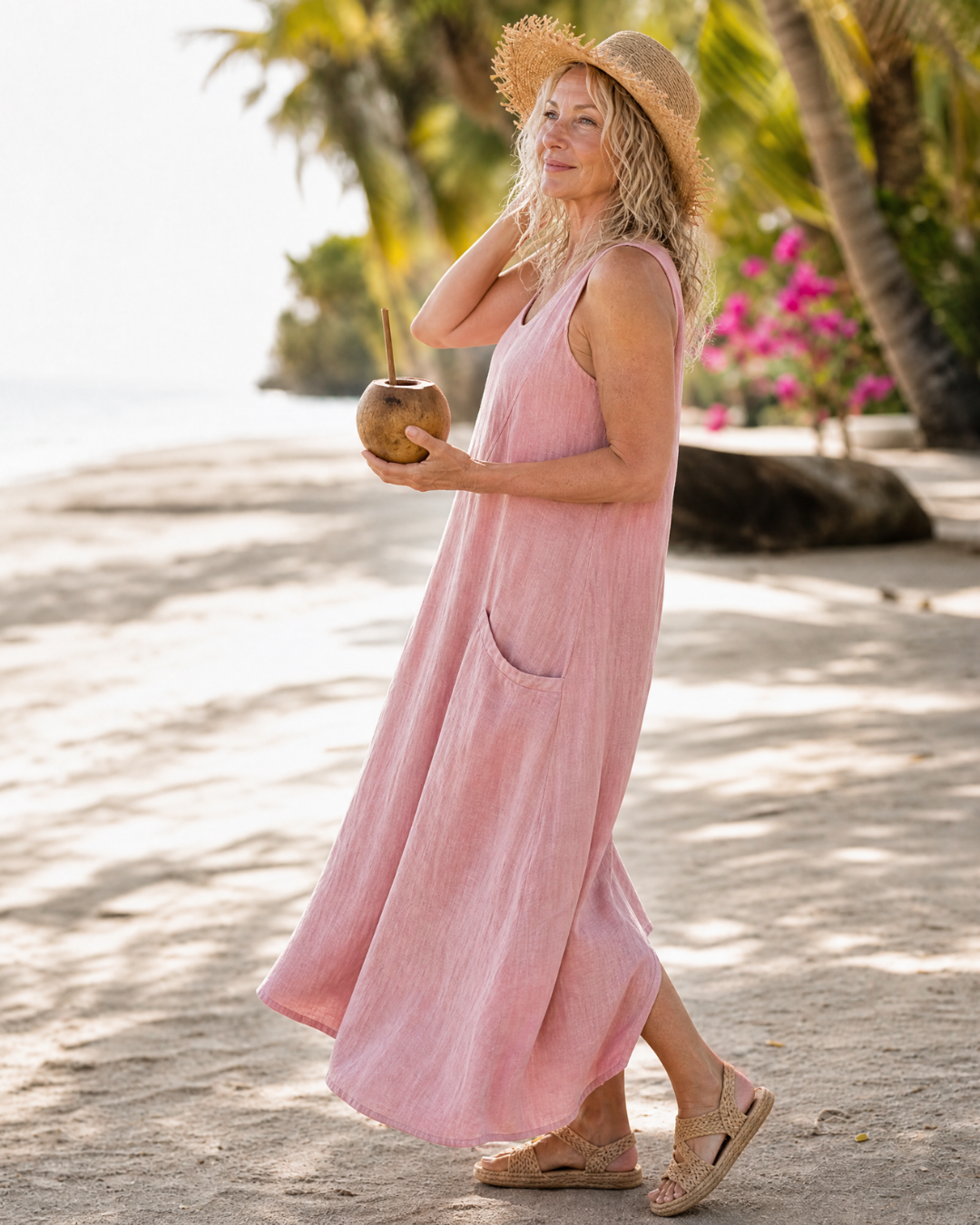 Velrose | Sleeveless Pocket Detail Relaxed Midi Dress