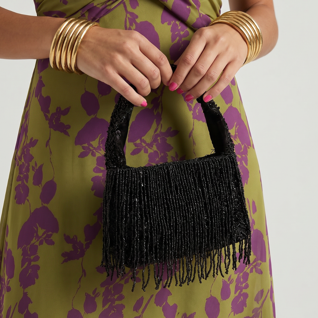 Fleurvia | Beaded Fringe Evening Handbag