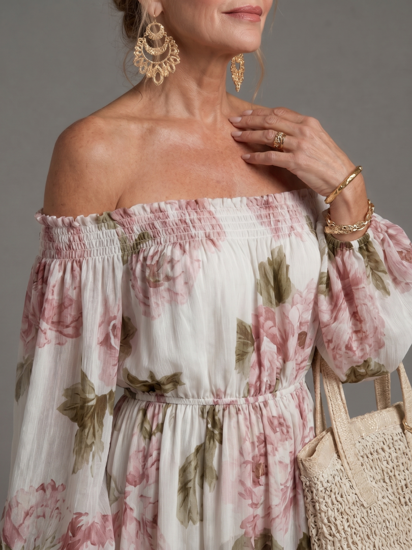 Coravia | Off Shoulder Floral Maxi Dress